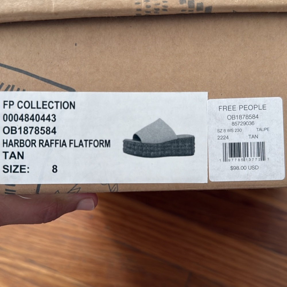 New Free People Harbor Raffia Fatform sandles size 8 - Picture 3 of 4